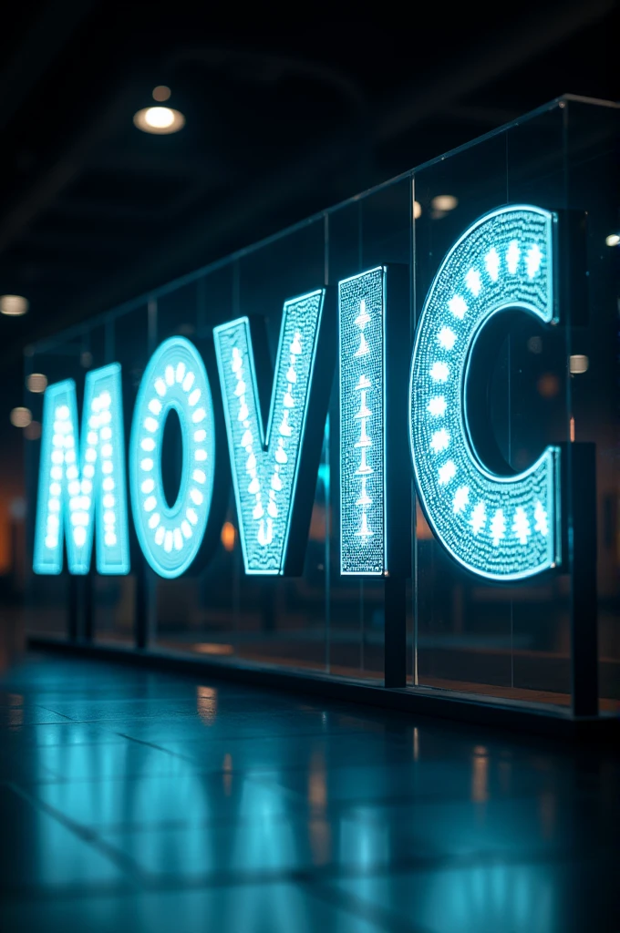 Generate a light sign with the title " CLASSICMOVIL" give it a technological and futuristic touch highlighting each letter