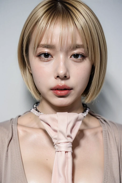 (8k、 RAW Photos、Highest quality、 High resolution:1.1)、 (超Realisticな:1.4)、(Realistic、 Realistic:1.3)、The Beauty of Japan、((Upper Body:1.3))、Baby doll and grip on bare skin、holding panties 、  (プレゼントとしてのDirty pantiesー)、(Detailed silk panties:1.1)、Focus Panties、(blush:1.3)、(Dirty panties:1.3)、With an embarrassed face、Bobcut、Cleavage、Covered nipples