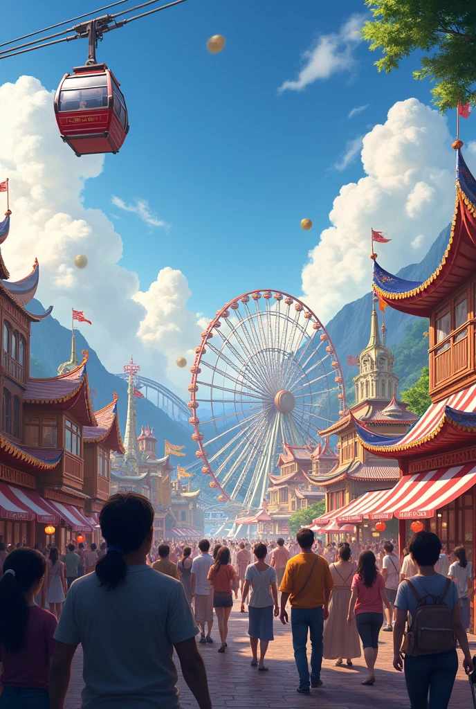 Cable car, and 1 roller coaster, sun wheel, Yin Yang Bridge
