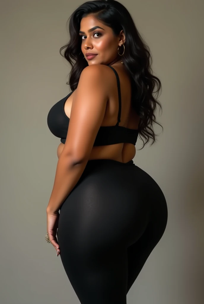 adult indian woman with big ass wide hips wearing black yoga pants