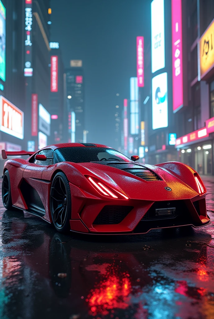 Armored cyber neon combat car red