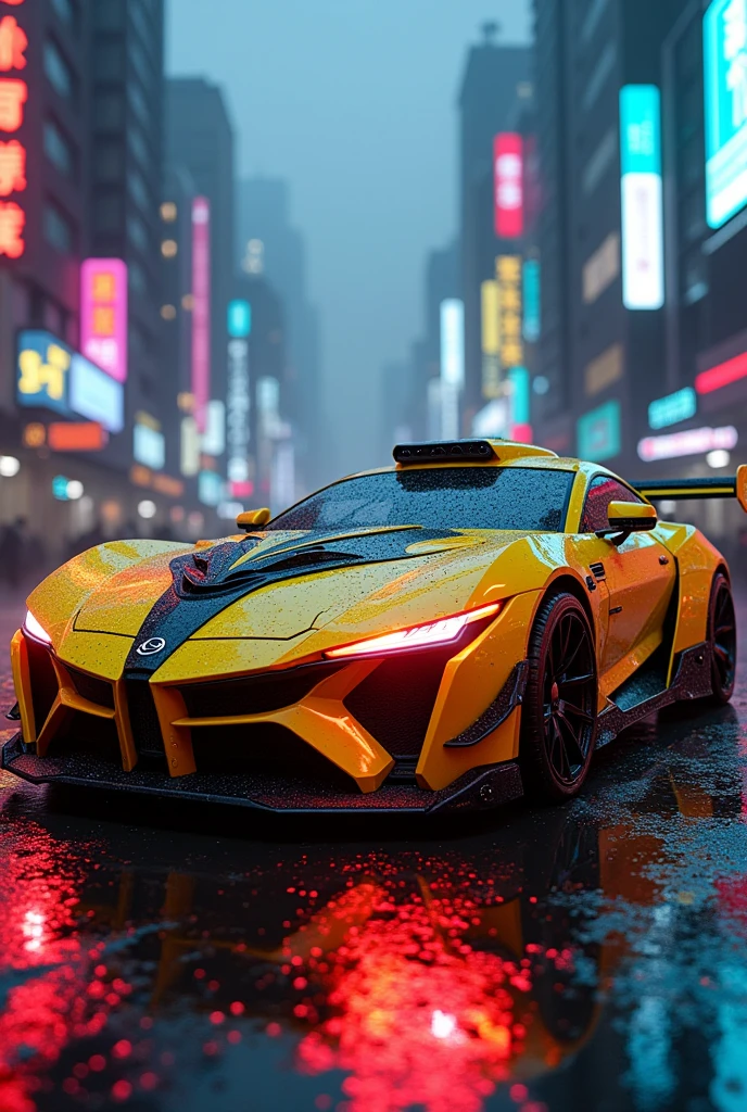 Armored cyber neon combat car yellow