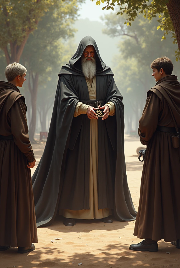 Count Dooku drawing the Deathly Hallows from Harry Potter to Ahsoka,( Anakin and Obi-Wan from Star Wars, ) they are men, Without sand