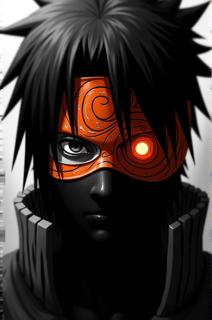 OBITO with mask glowing sharinagan black and white pfp
