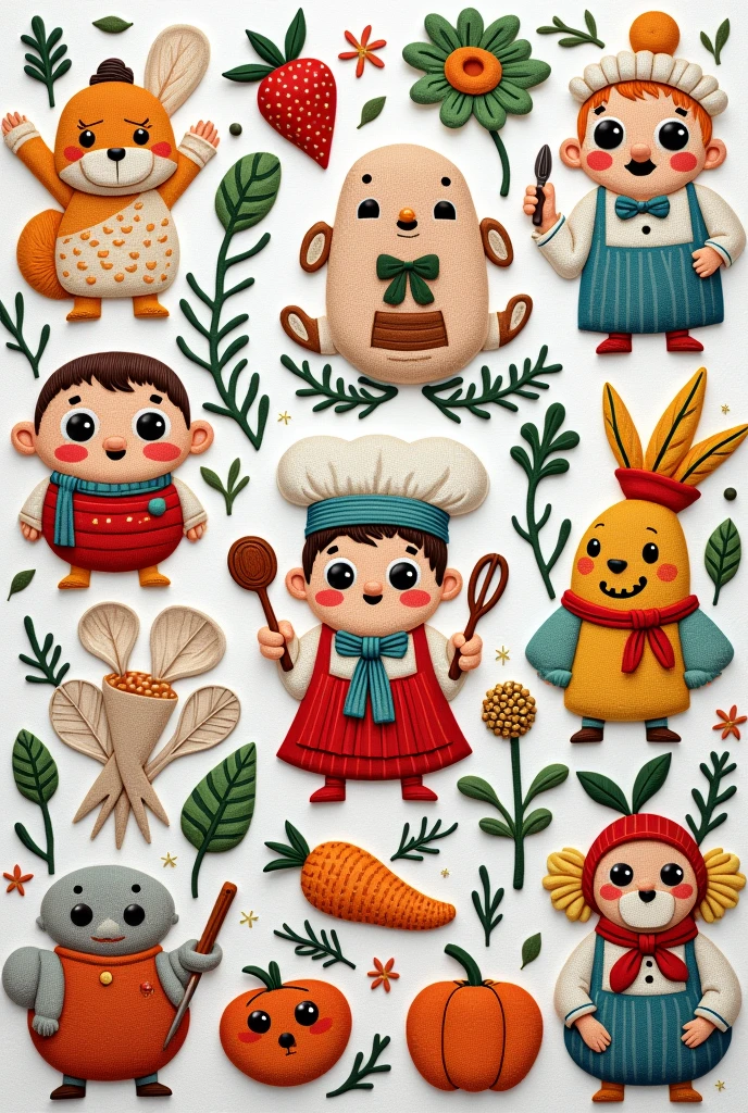 give me more images like this, I will use them to embroider them in the Philippines for chefs