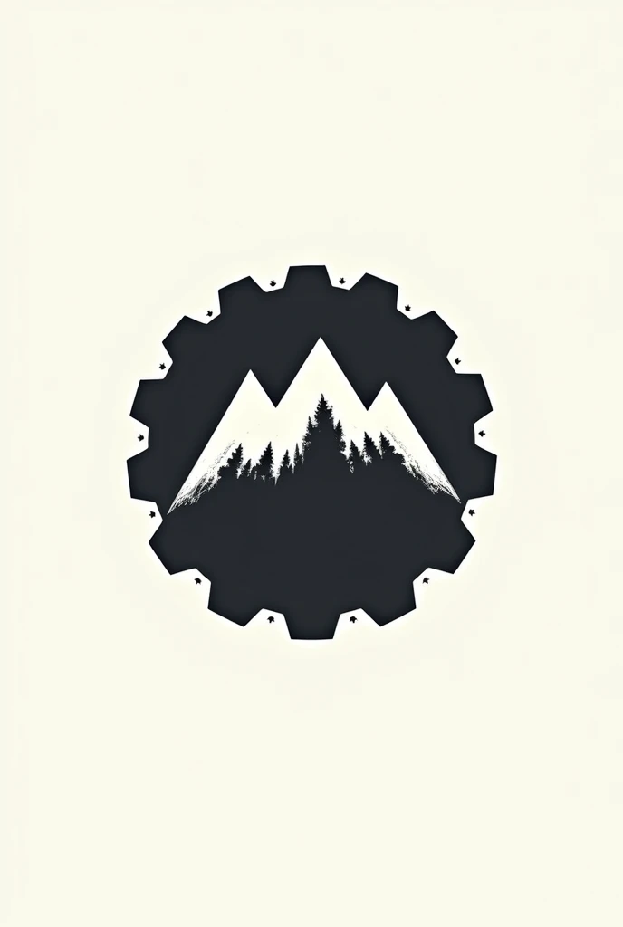 Create a 2D company logo using lines.,The combination of mountains and tire outlines forms a logo.,Ink style,Minimalist strokes