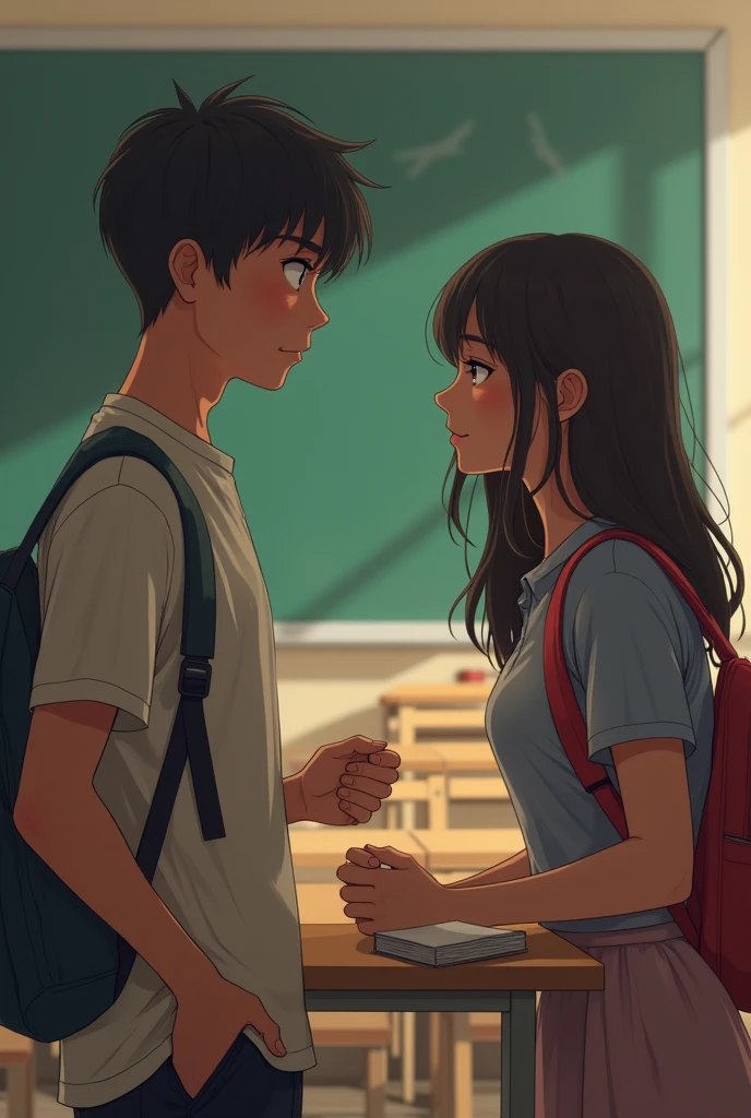 A school boys propose a girl and she reject in a classroom