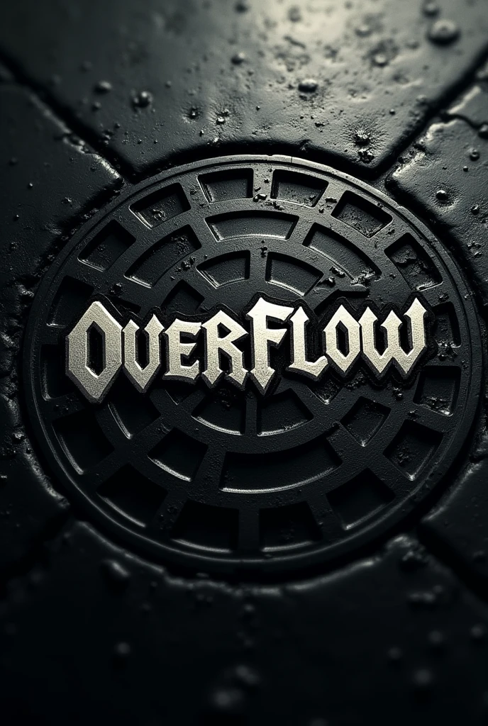 Logo redondo escrito " OverFlow " dark depressive street hip hop rap tampa de bueiro esgoto