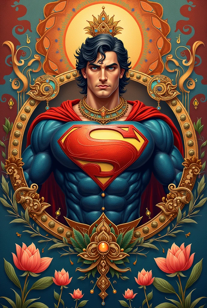 Redesign the superman logo as inspired by Indian culture and language without using the existing shapes and letters