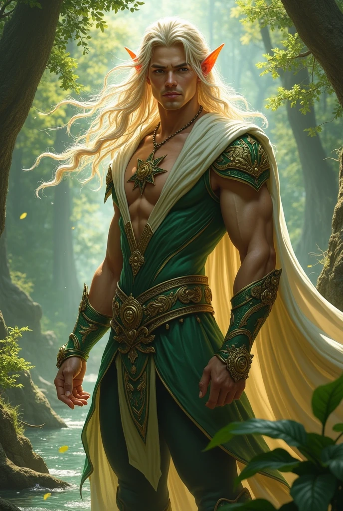 The handsome and young King of elf with nature power
