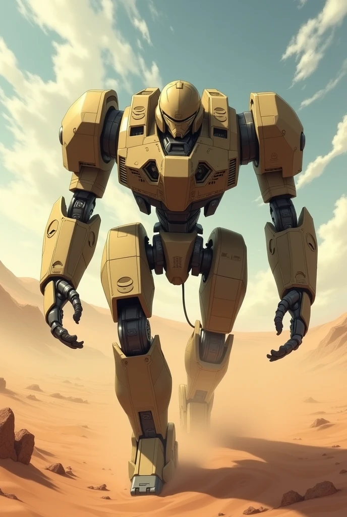 Combat Mech。Zabungul。Running through the desert。Masterpiece。movie。Matsuoka Yoshika is riding,Bodysuits,Khaki sleeveless