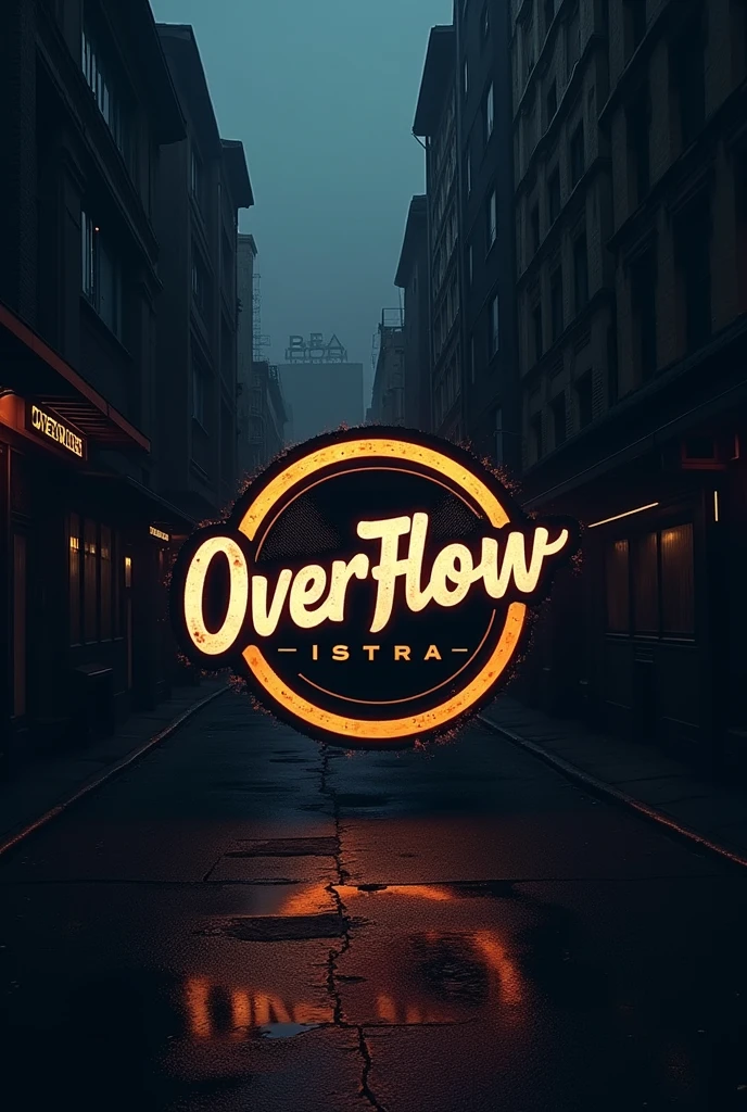 Logo redondo escrito " OverFlow " dark street hip hop rap rua