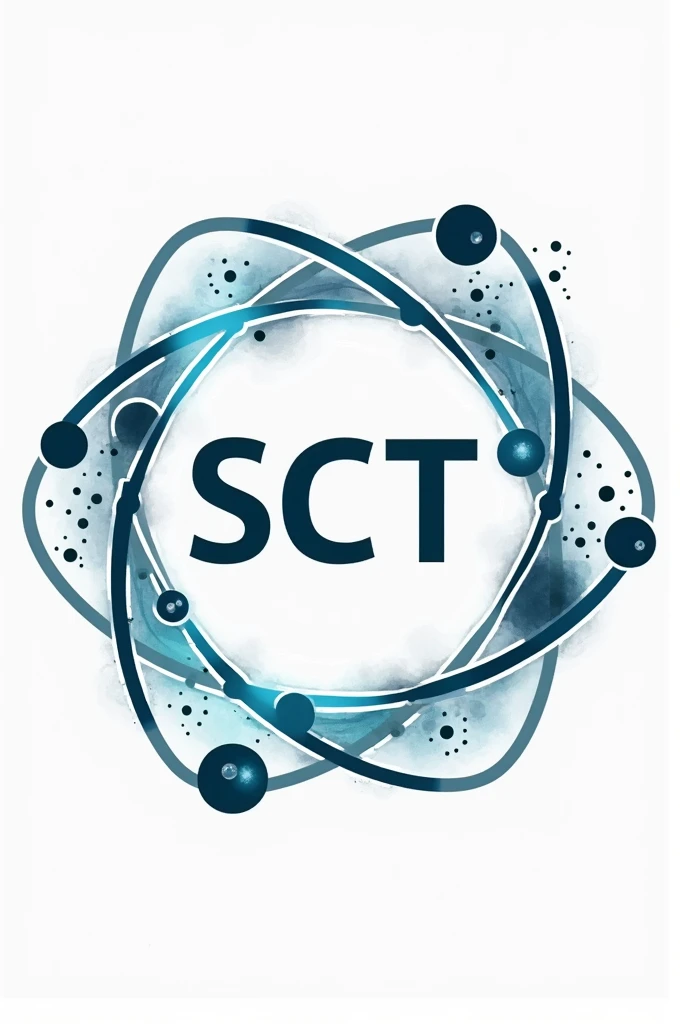 A chemistry tuition logo names "SCT" at center of h circle with some atomic structure of atoms inside the Circle