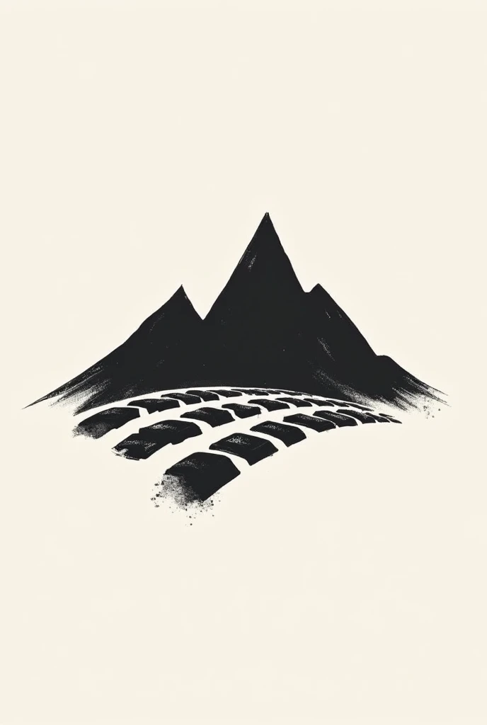 Create a 2D company logo using lines.,The tire profile and mountain combine to form a logo.,Ink style,Minimalist strokes