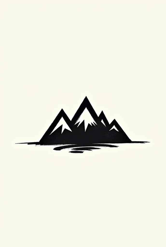 Create a 2D company logo using lines.，The combination of mountains and tire outlines forms a logo.，Mechanical，Ink style，Minimalist strokes