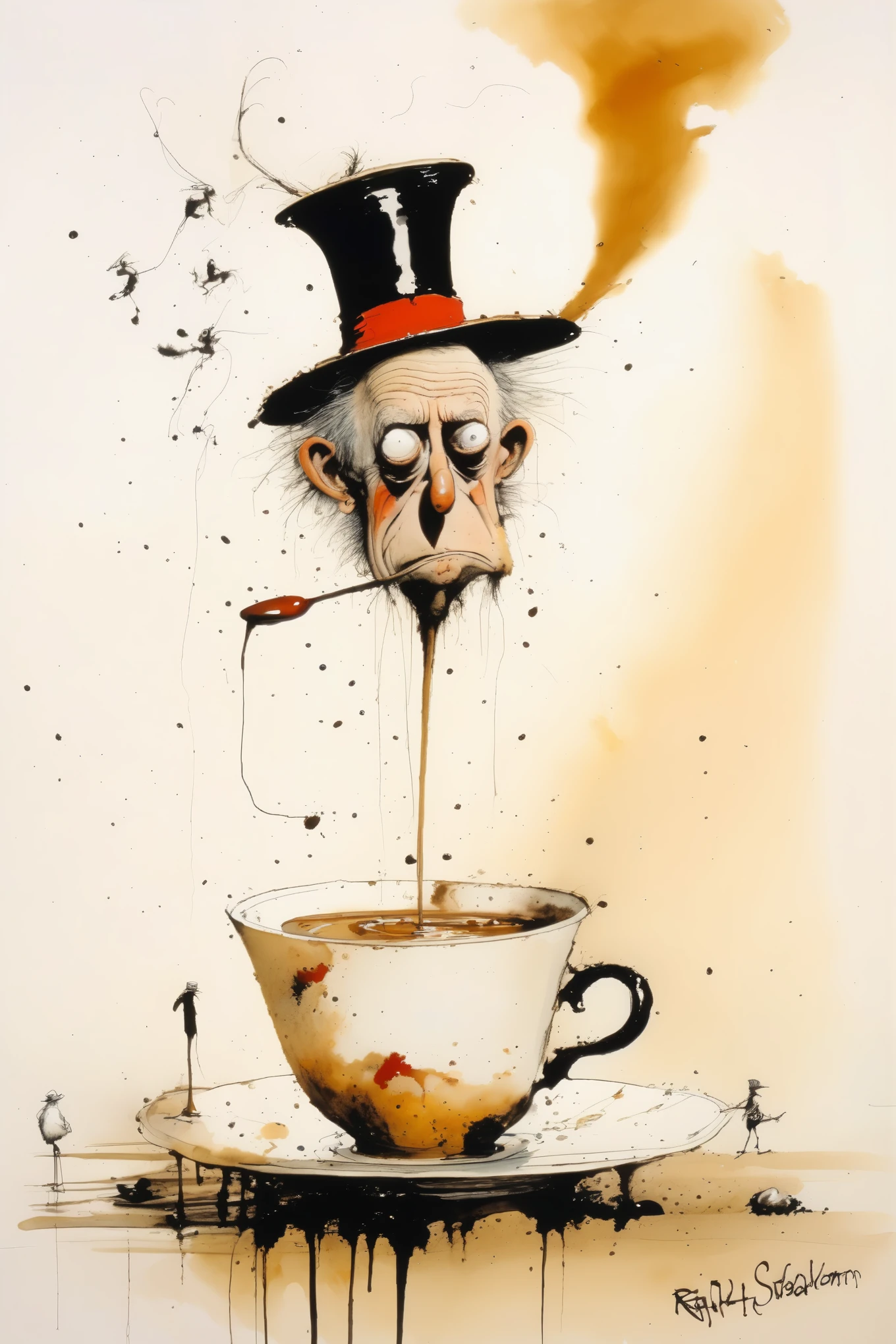 Ralph Steadman Style - Coffee Painting、A special morning