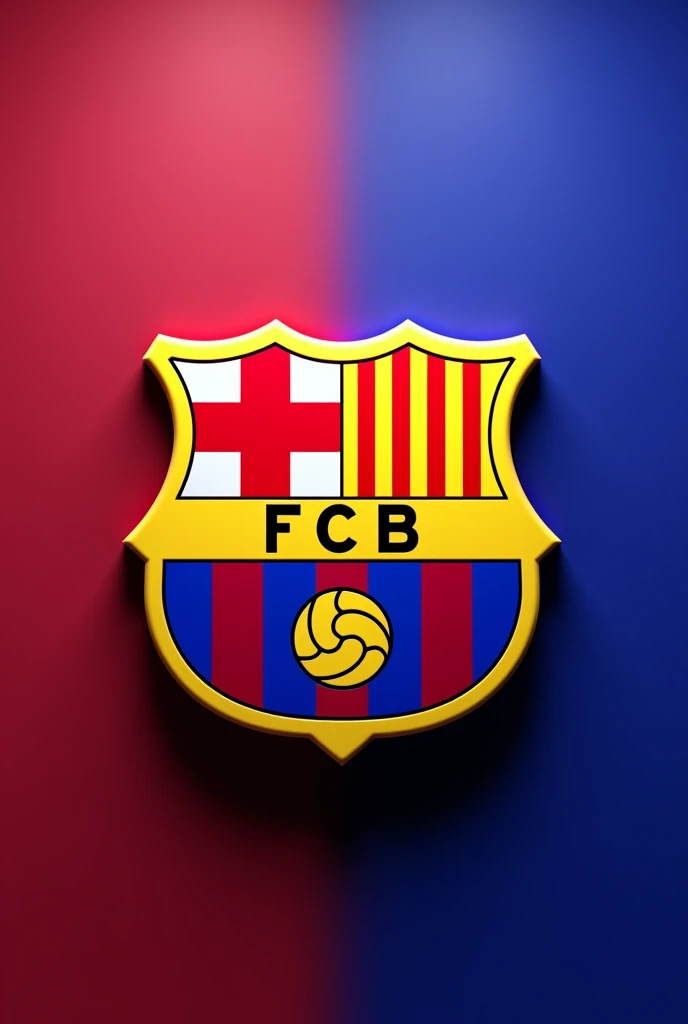 The most beautiful FC Barcelona logo in 3D with a red and blue background