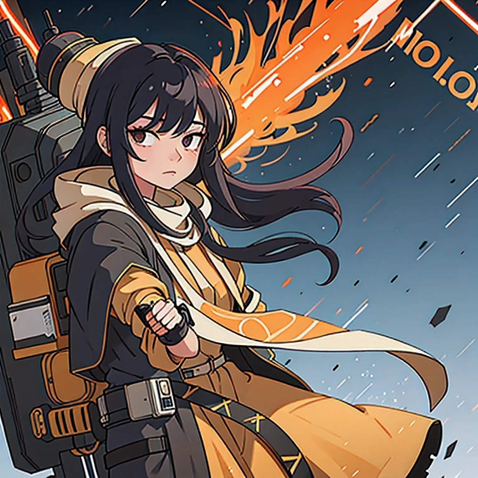 <lora:may_(guilty_gear):0.7>, aamay,pirate hat,skull and crossbones,long hair,bangs,medium breasts,orange hoodie,hoodie,jacket,long sleeves,fingerless gloves,bike shorts,orange footwear, foot up, standing, master piece, best quality, Ship