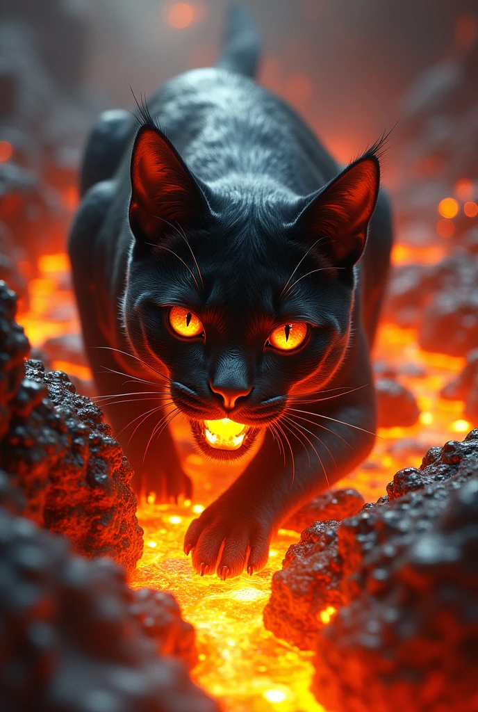 Cat eating magma