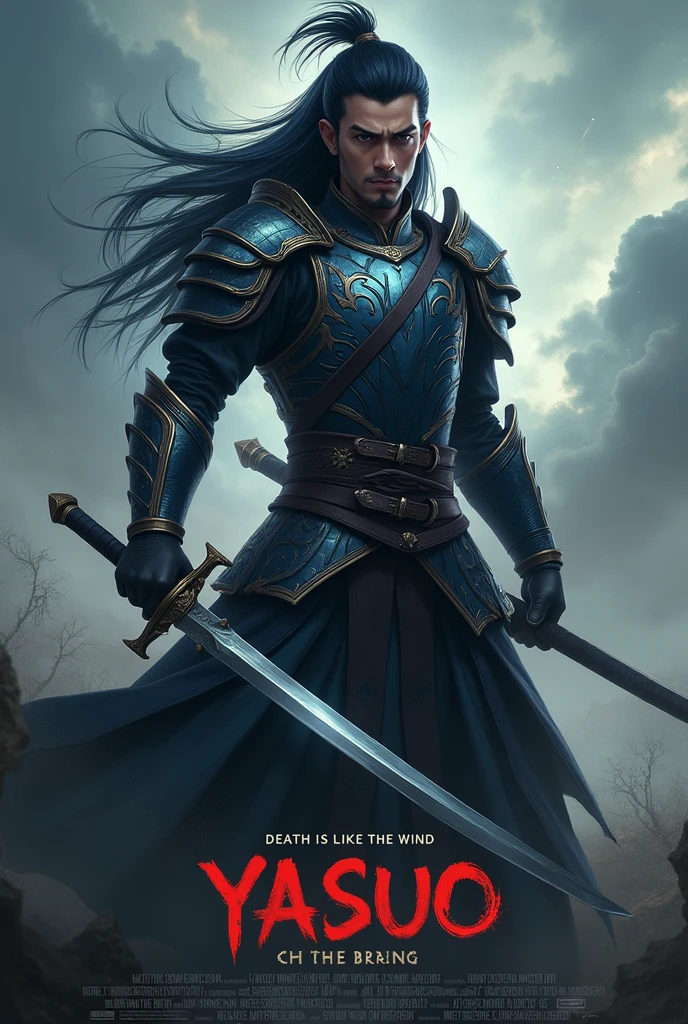 The movie poster features Yasuo, a champion from League of Legends.，It says "Death is like the wind" These four words