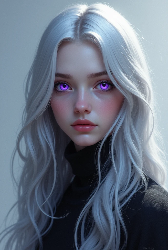 masterpiece, best quality, 1 Girl, Elena_(possible_No_Gossip), Silver Hair, Purple Eyes, Long hair,
