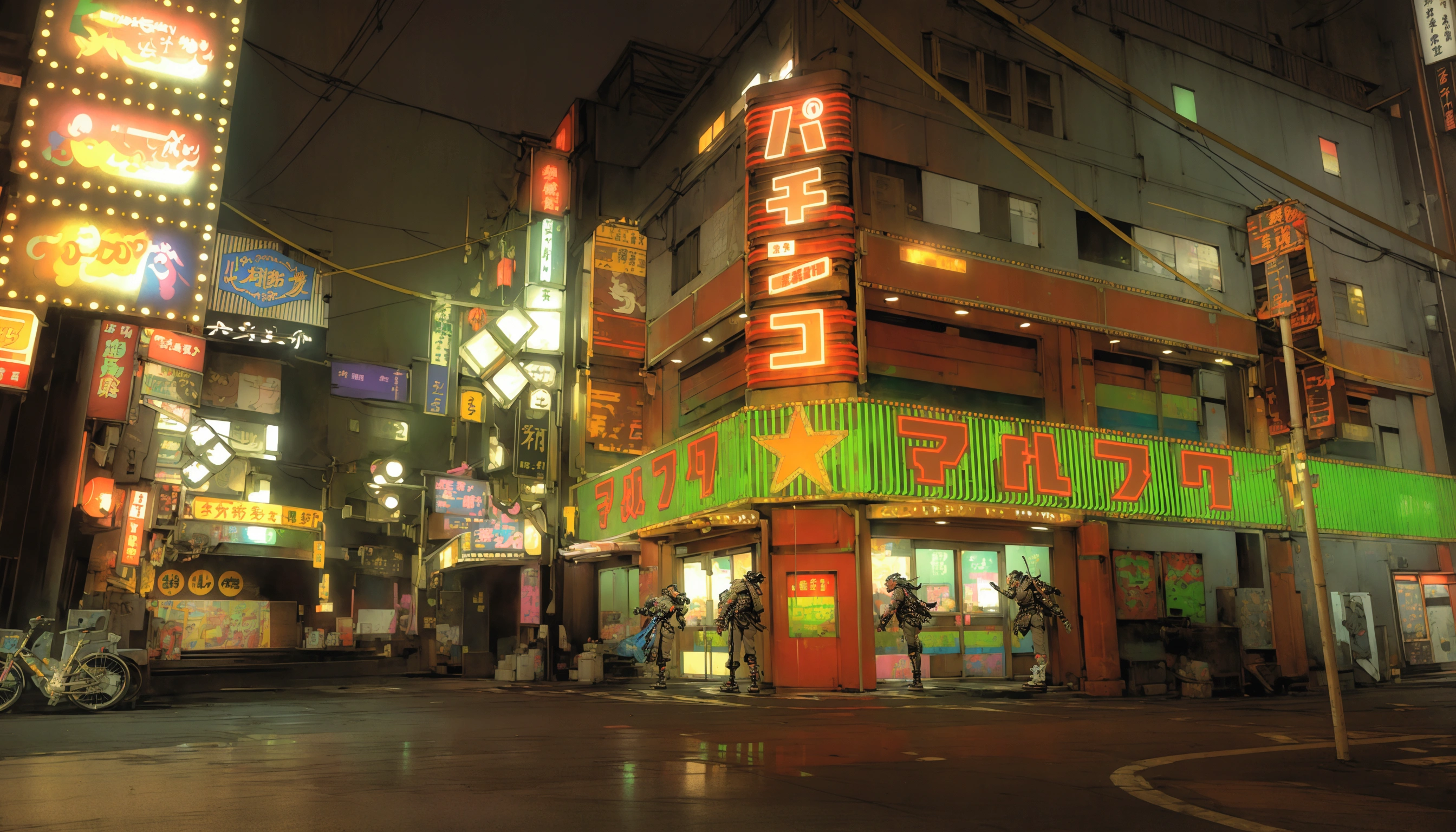 A manga scene of a street with many neon lights on the side of the buildings, Neon Tokyo,Neon sign,Street at night,street japan,Kabukicho,Cyberpunk Streetjapan, Neon Tokyo, Downtown Japan, Tokyo Anime Scene, Japanese cities, new tokyo背景, Japanese cities at night, Cyberpunk Gunma Prefecture, Cyberpunk Street, Cyberpunk Street at night, new tokyo, new tokyo,Comic Style,Cartoon Style,Thick coating style,Hand-drawn style