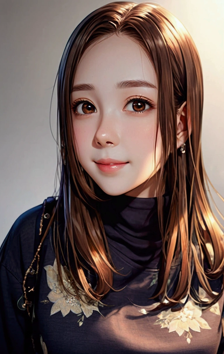 anime、Brown Hair、Forehead、White T-shirt、Detailed smile、、(((beautiful fine hair))),(((beautiful fine face))),(((beautiful fine background))),