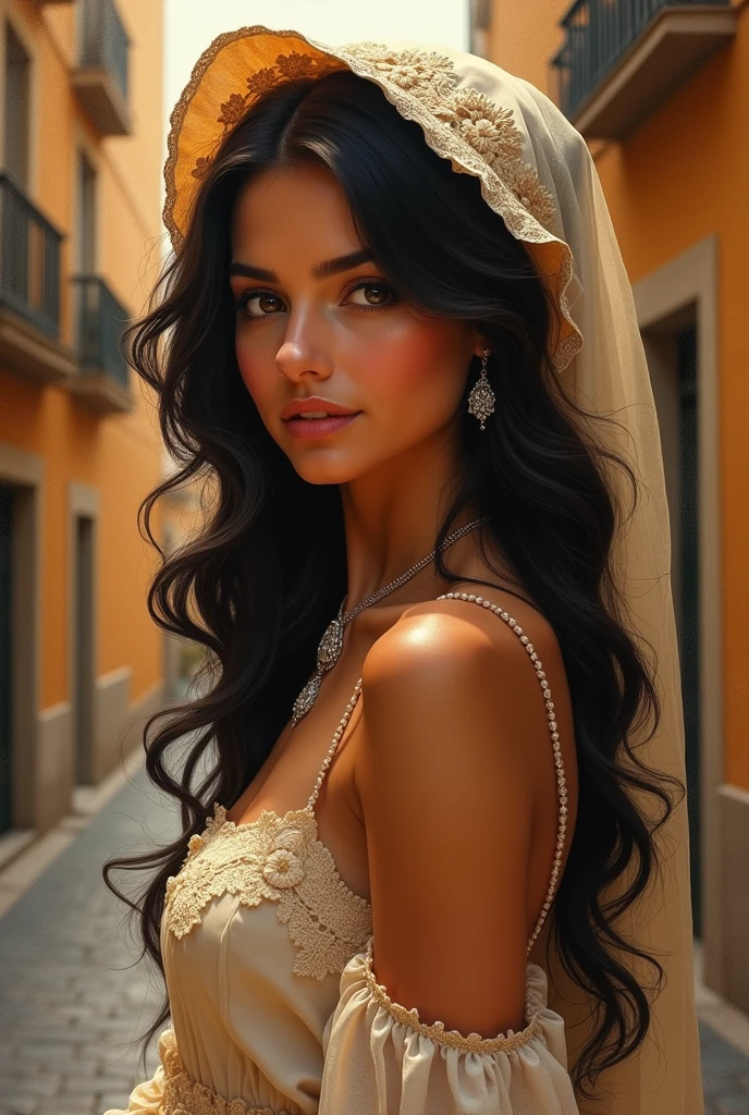 Create a picture of a young woman from Spain