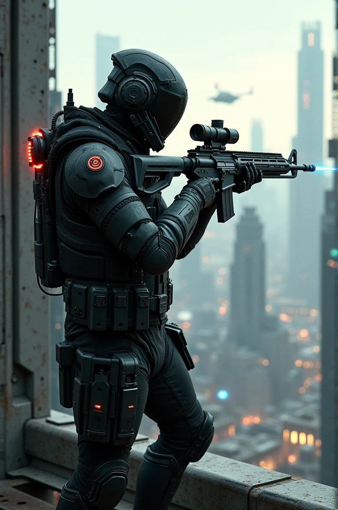 Create an image of an sci-fi, bullet Lazer shooting sniper rifle