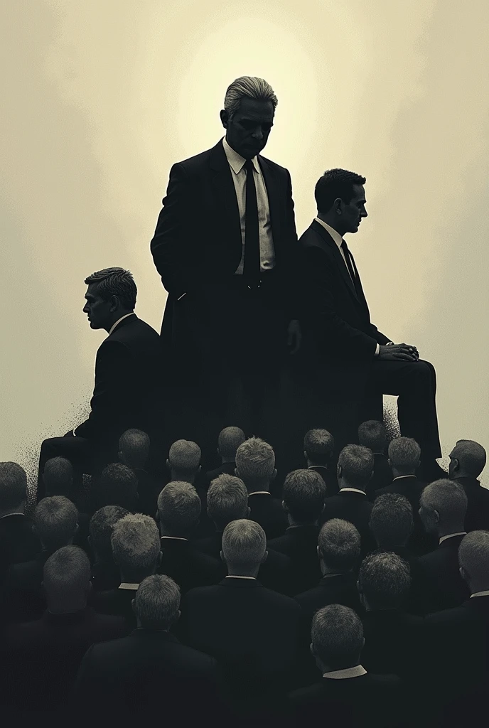 Black shadow images of bad
Politicians sitting on the top on the head of citizens making fun of the innocent citizens