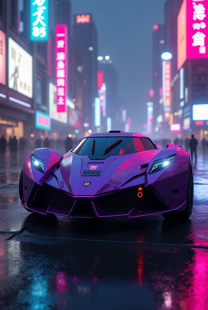Armored cyber neon combat car purple