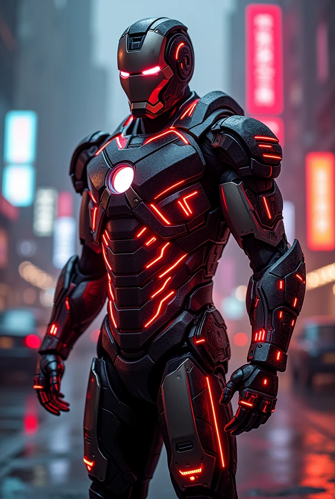 Iron man cyber neon armored suit red 