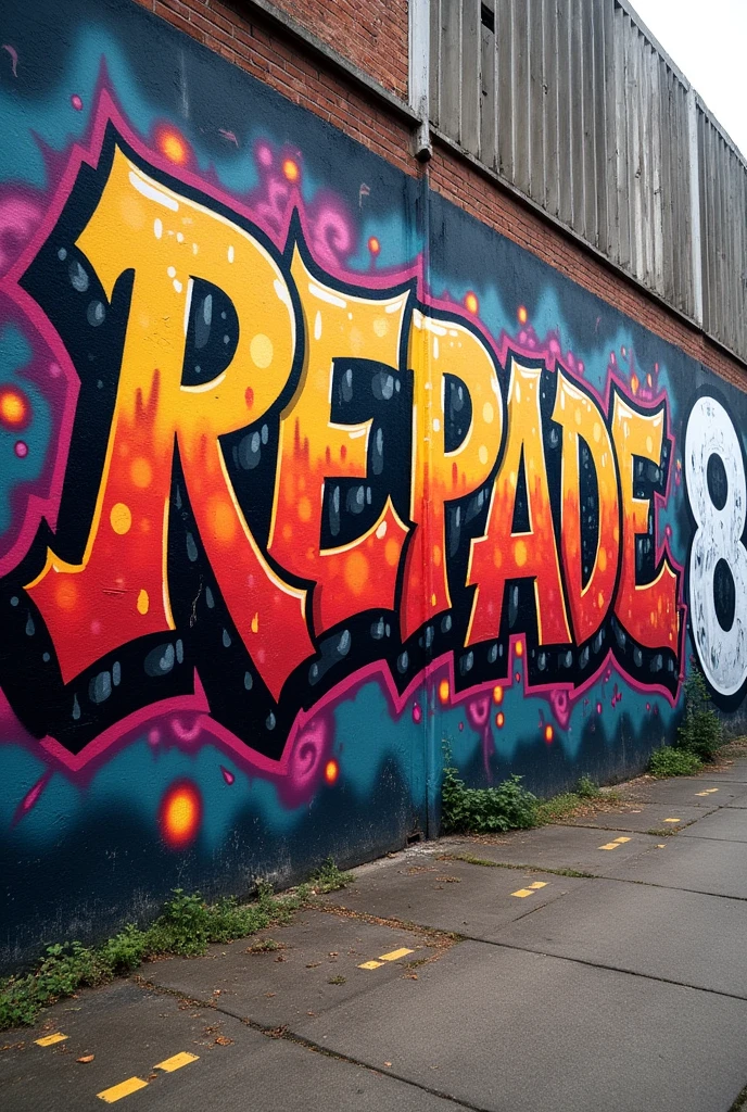 grafiti "REPADE" style clasic, big, with number 8 