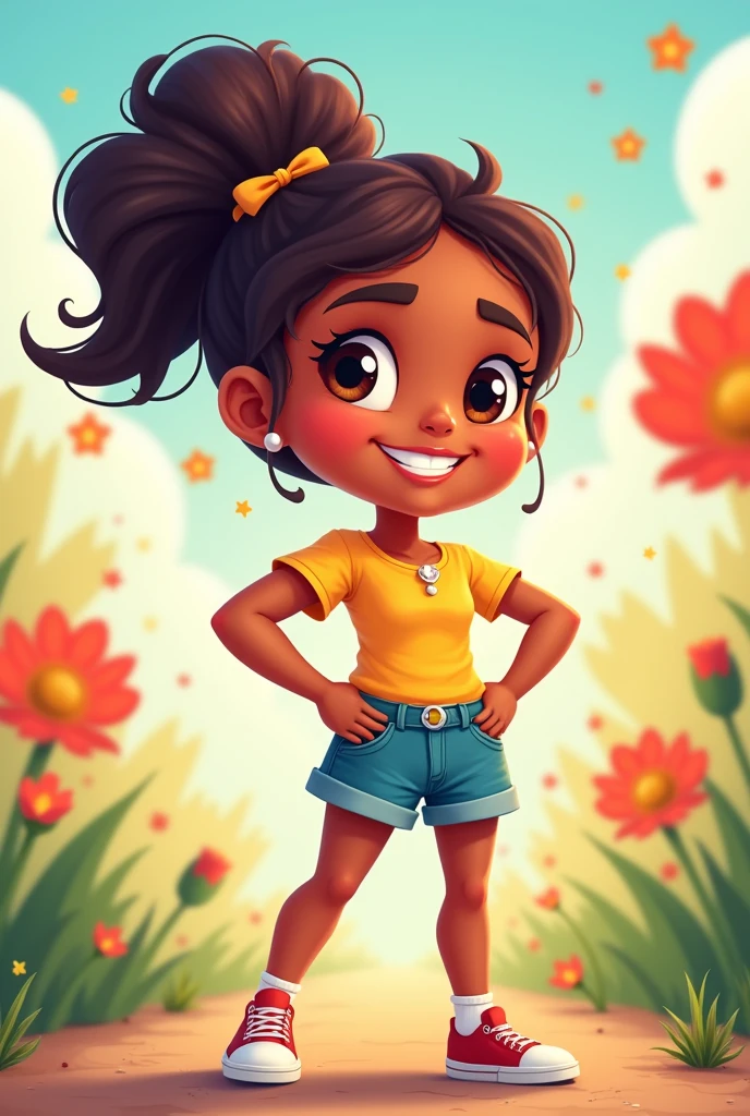 A confident girl cartoon filled with happiness and good health.
