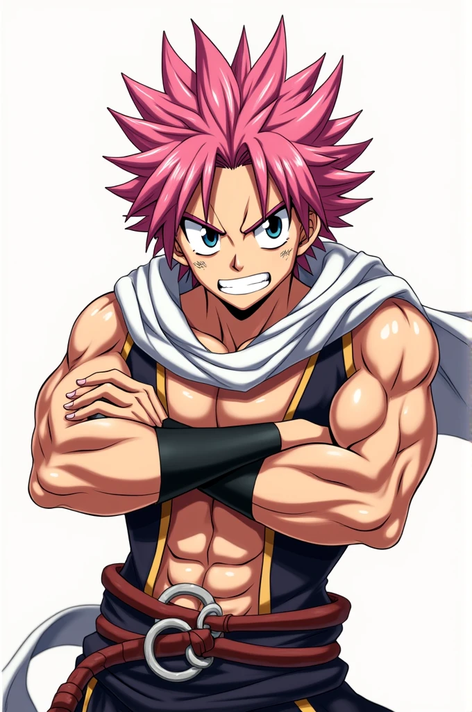 masterpiece, best quality red eyes, game cg, 1boy naked and V-Line sweating, solo, male focus, (looking at viewer), ((wide smile)) ((white scarf)), upper body sweating, natsu_dragneel Natsu Dragneel, pink hair, brown eyes, shirtless naked, toned muscle sweating, pectorals, 8 abs, toned legs, naked legs, slightly bulged,  detailed background, bedroom lighting, well lit, naked body, bedroom in the background, (naked flaccid  ), (( half reclining on bed)) ((spread their legs))