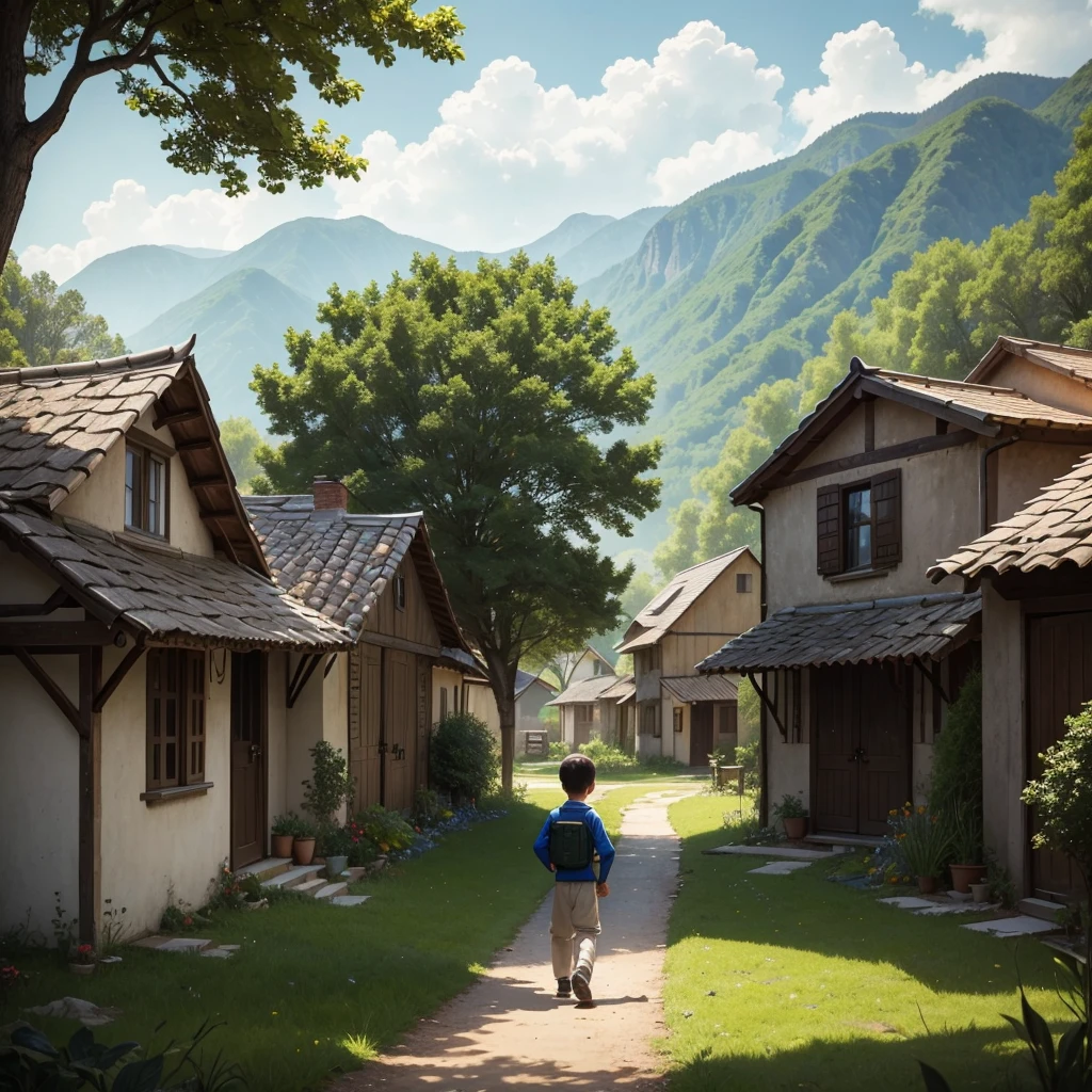 Opening Ceremony:

A picture of a small village full of nature. A young boy named “Bill” is walking in the backyard while holding a book.