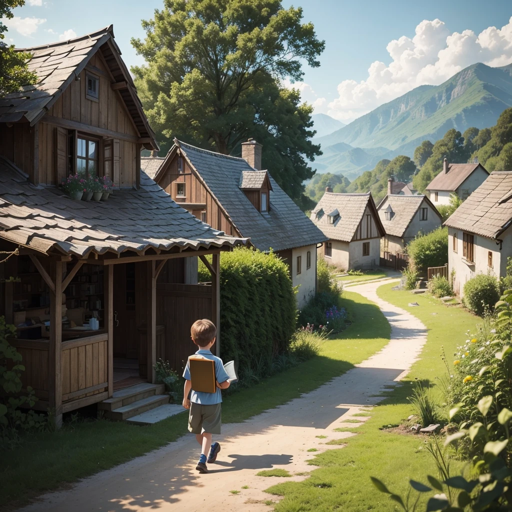 Opening Ceremony:

A picture of a small village full of nature. A young boy named “Bill” is walking in the backyard while holding a book.