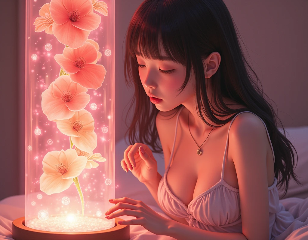 {{{{{3,318 trillion pixels high resolution, nsfw, Realistic scenery and lovely Japanese girl who is moaning madly as she nudity Masturbation that traces the sexual zone repeatedly with her fingers in a romantic Cylindrical crystal herbarium, thicken the lips look pretty, Boobs are fluffy and bouncy, Tits that get rounder bigger her deep tight cleavage}}}}}, {{{{{detail of The panting face and voice of a neat and cheerful girl loved by everyone, Her nipples and romantic deep panting and her fingers tracing her pussy and Inside a herbarium soaked in female hormones depicted in detail, A detailed her repeatedly drastic Orgasms that make the uterus tremble}}}}},{{{{{The hormones in the herbarium cause the innocent girl to flush her face remains a girl only her body changes rapidly tits swelled up to form two beautiful mounds revealing a tight cleavage, A neat girl who sitting and opens her crotch traces her crotch with her fingertips and with a moan experiences her first climax and innocent Masturbation that traces the sexual zone, It's too clean and innocent to see her go into her own world nipples out mouth open panting and Masturbation that traces the sexual zone as she climaxes over and over again, magical in a romantic Cylindrical crystal herbarium filled with female hormones, Herbarium-soaked her tits become so plump and her tits grows sexier, Cuteness preserved forever shining in exchange for life from her, her beautiful slender underbust, slender curvy cute waistline, an lewd fetish for lips and necks and waistlines, her clearer nip line from underbust to hips, gloomy straight long wig, thick vivid lips}}}}},{{Extremely detailed}},{{{{{heroine girl's Sexually unused body with pure and innocent aura}}}}}