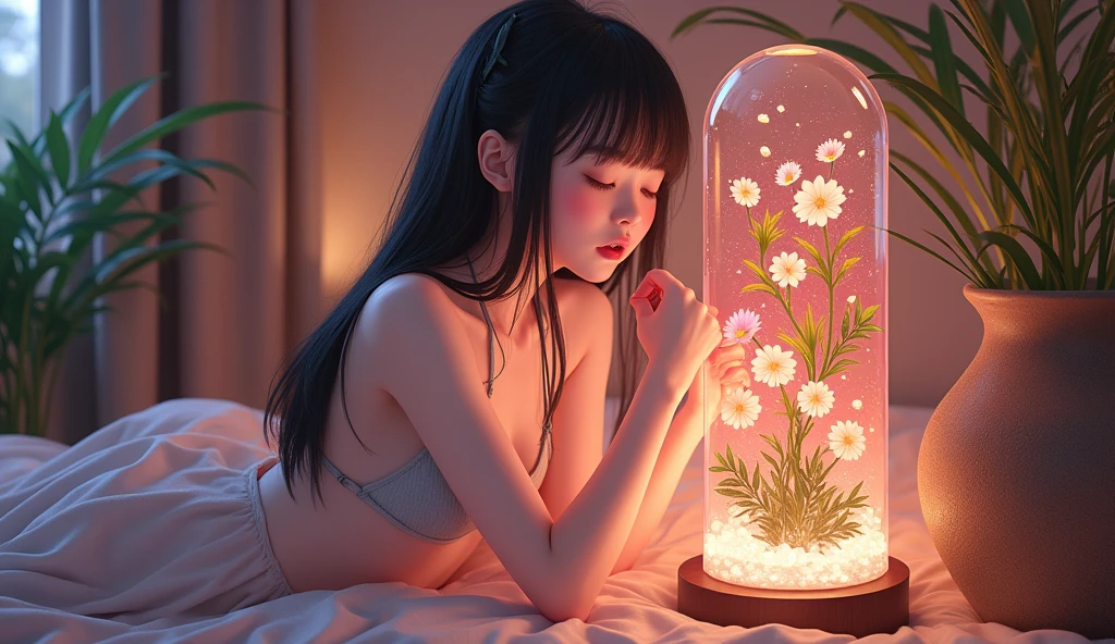 {{{{{3,318 trillion pixels high resolution, nsfw, Realistic scenery and lovely Japanese girl who is moaning madly as she nudity Masturbation that traces the sexual zone repeatedly with her fingers in a romantic Cylindrical crystal herbarium, thicken the lips look pretty, Boobs are fluffy and bouncy, Tits that get rounder bigger her deep tight cleavage}}}}}, {{{{{detail of The panting face and voice of a neat and cheerful girl loved by everyone, Her nipples and romantic deep panting and her fingers tracing her pussy and Inside a herbarium soaked in female hormones depicted in detail, A detailed her repeatedly drastic Orgasms that make the uterus tremble}}}}},{{{{{The hormones in the herbarium cause the innocent girl to flush her face remains a girl only her body changes rapidly tits swelled up to form two beautiful mounds revealing a tight cleavage, A neat girl who sitting and opens her crotch traces her crotch with her fingertips and with a moan experiences her first climax and innocent Masturbation that traces the sexual zone, It's too cute and innocent to see her go into her own world nipples out mouth open panting and Masturbation that traces the sexual zone as she climaxes over and over again, magical in a romantic Cylindrical crystal herbarium filled with female hormones, All the sexiness that's amplified inside her makes her gasp, Cuteness preserved forever shining in exchange for life from her, her beautiful slender underbust, slender curvy cute waistline, an lewd fetish for lips and necks and waistlines, her clearer nip line from underbust to hips, gloomy straight long wig, thick vivid lips}}}}},{{Extremely detailed}},{{{{{heroine girl's Sexually unused body with pure and innocent aura}}}}}