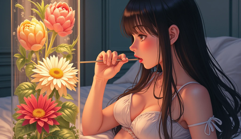 {{{{{3,318 trillion pixels high resolution, nsfw, Realistic scenery and lovely Japanese girl who is moaning madly as she nudity Masturbation that traces the sexual zone repeatedly with her fingers in a romantic Cylindrical crystal herbarium, thicken the lips look pretty, Boobs are fluffy and bouncy, Tits that get rounder bigger her deep tight cleavage}}}}}, {{{{{detail of The panting face and voice of a neat and cheerful girl loved by everyone, Her nipples and romantic deep panting and her fingers tracing her pussy and Inside a herbarium soaked in female hormones depicted in detail, A detailed her repeatedly drastic Orgasms that make the uterus tremble}}}}},{{{{{The hormones in the herbarium cause the innocent girl to flush her face remains a girl only her body changes rapidly tits swelled up to form two beautiful mounds revealing a tight cleavage, A neat girl who sitting and opens her crotch traces her crotch with her fingertips and with a moan experiences her first climax and innocent Masturbation that traces the sexual zone, It's too clean and innocent to see her go into her own world nipples out mouth open panting and Masturbation that traces the sexual zone as she climaxes over and over again, magical in a romantic Cylindrical crystal herbarium filled with female hormones, Herbarium-soaked her tits become so plump and her tits grows sexier, Cuteness preserved forever shining in exchange for life from her, her beautiful slender underbust, slender curvy cute waistline, an lewd fetish for lips and necks and waistlines, her clearer nip line from underbust to hips, gloomy straight long wig, thick vivid lips}}}}},{{Extremely detailed}},{{{{{heroine girl's Sexually unused body with pure and innocent aura}}}}}