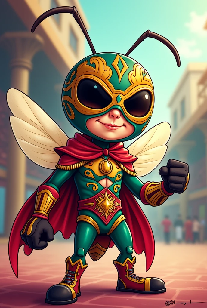 cartoon mosquito dressed like luchador wrestler rey mysterio
