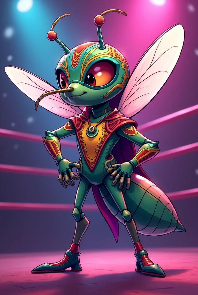 cartoon mosquito dressed like wrestler rey mysterio
