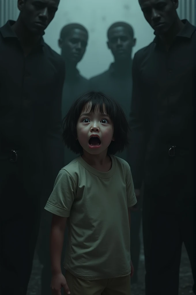Scared by men girl image