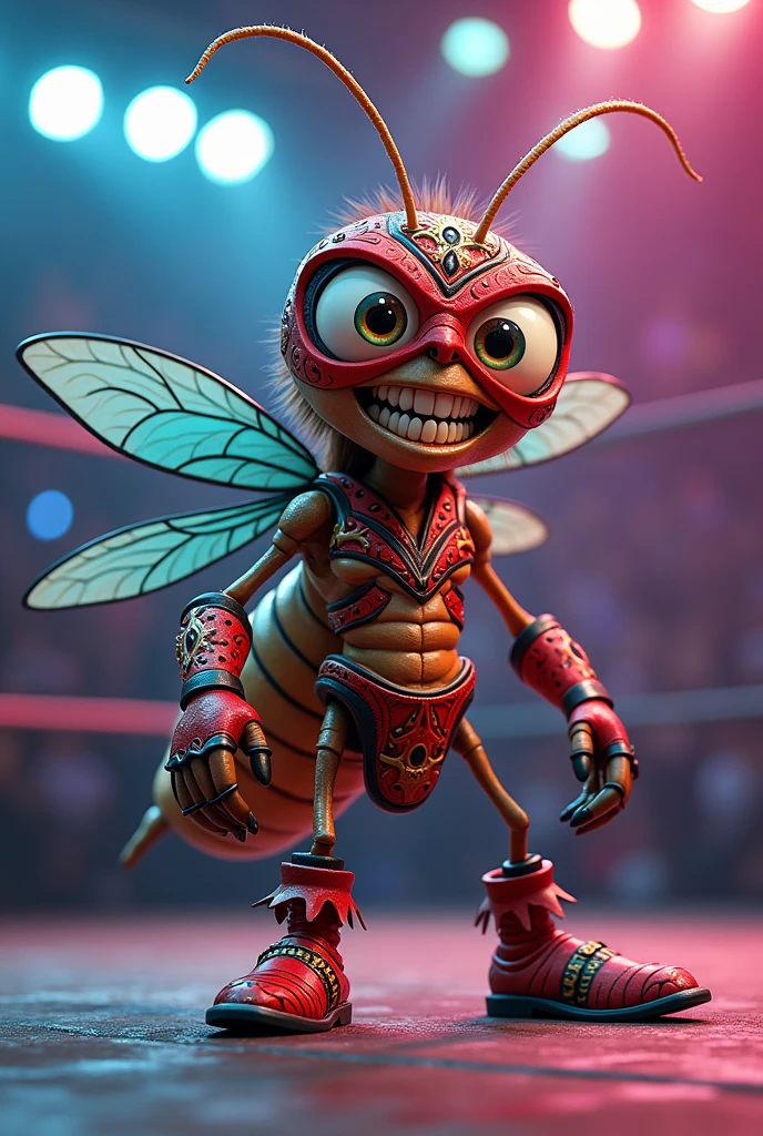 cartoon mosquito dressed like wrestler rey mysterio
