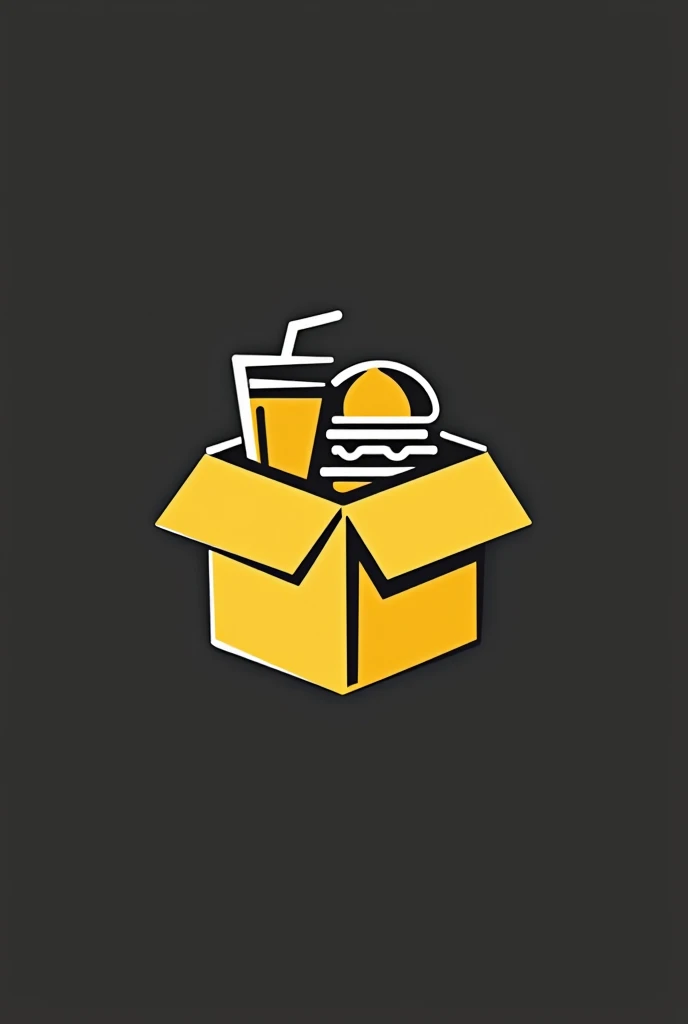 Design a logo for a brand named  snack box. Make it minimal in yellow and white color. Focus on burger , smoothie and box. Very cut and very simple
Make it very creative and eye catching and a bit abstract