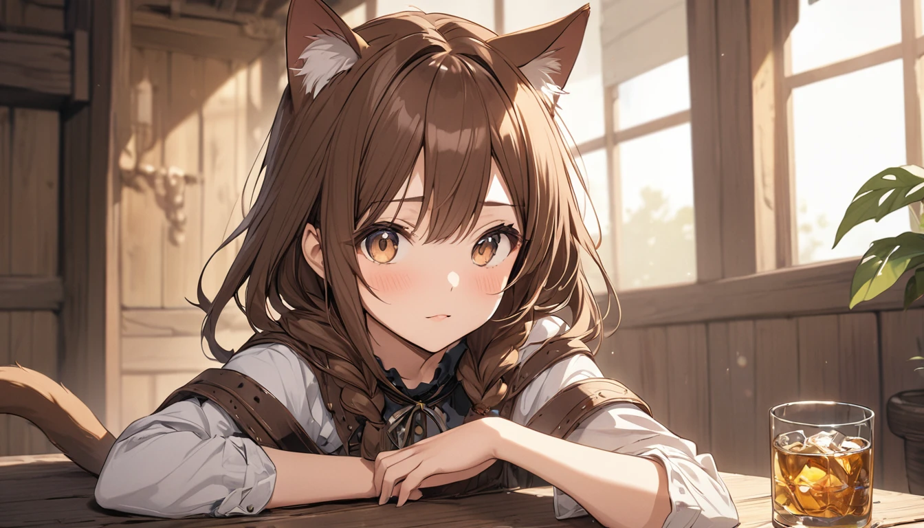 Highest quality,Cat ear,Western,Brown Hair