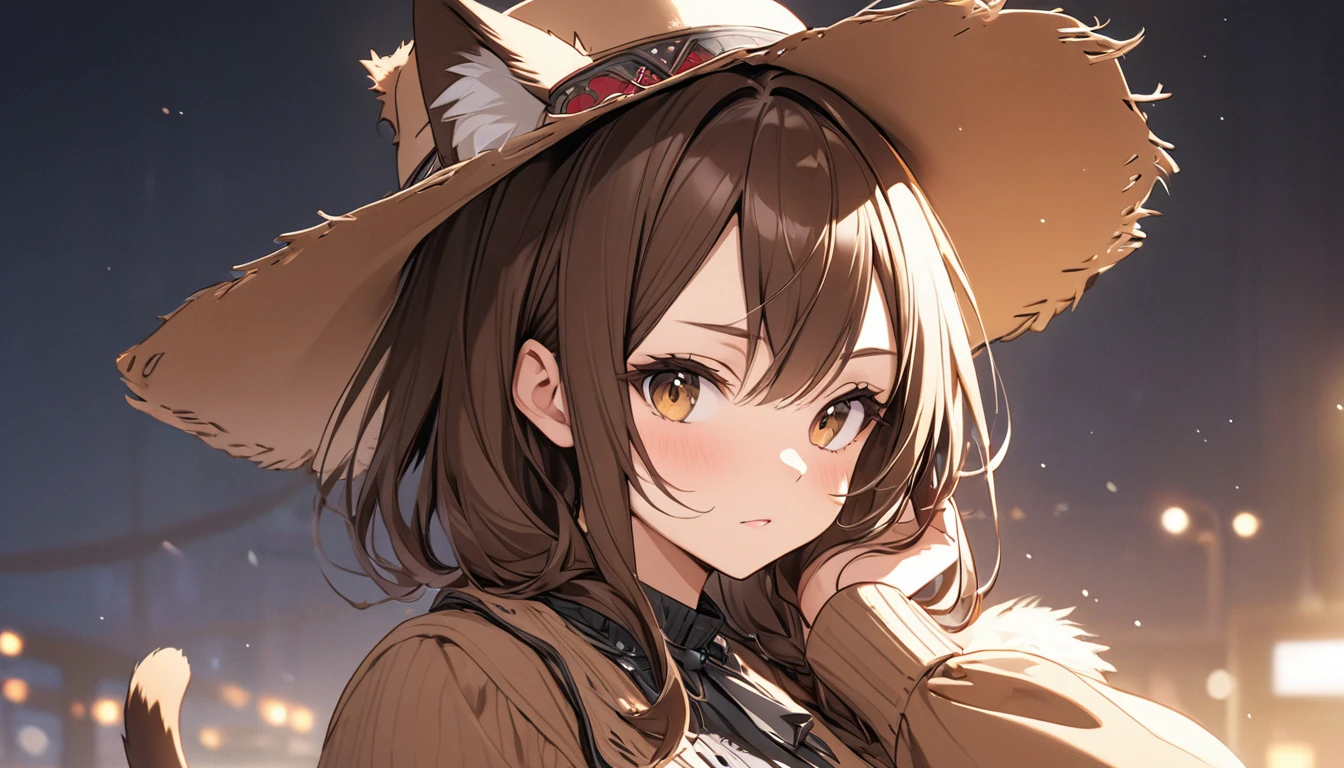 Highest quality,Cat ear,Western,Brown Hair