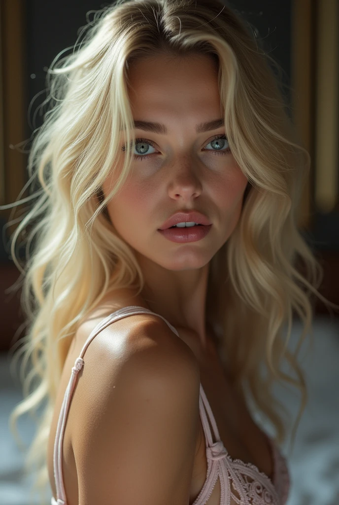 (masterpiece, Highest quality:1.1), (ultra detailed 8k), (hyperRealistic:1.3), (PhotoRealistic:1.4), (Realistic:1.4), realistic texture, [medium Shot], (Soft lighting), 1girl, penis, hetero, 1boy, fellatio, oral, solo focus, pov, 1 beautiful girl, Norwegian, extremely detailed face, 18 years old, blonde hair, light blue eyes, pale white skin, Attire: Lingerie,  (Big Breasts:1.2), slim waist