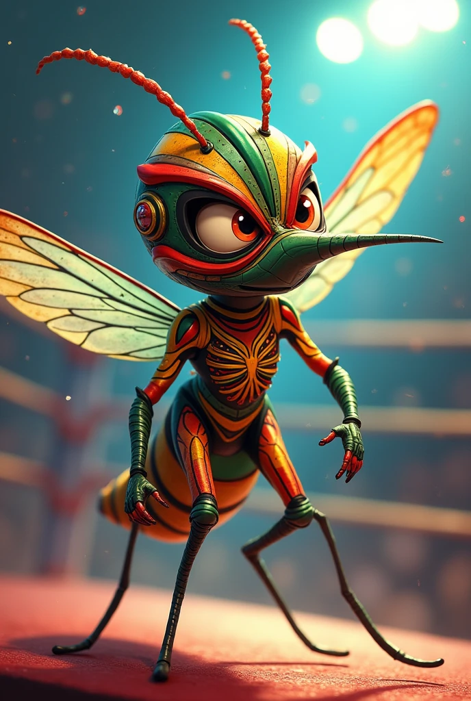 cartoon mosquito dressed like luchador rey mysterio
