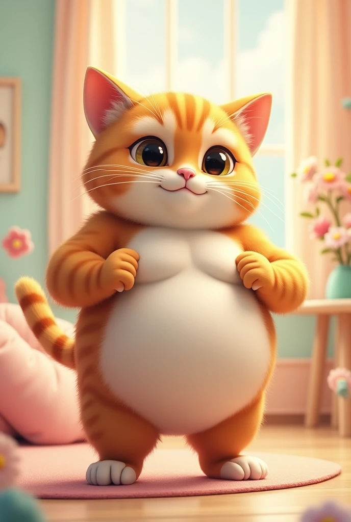 Create a cute muscle cat